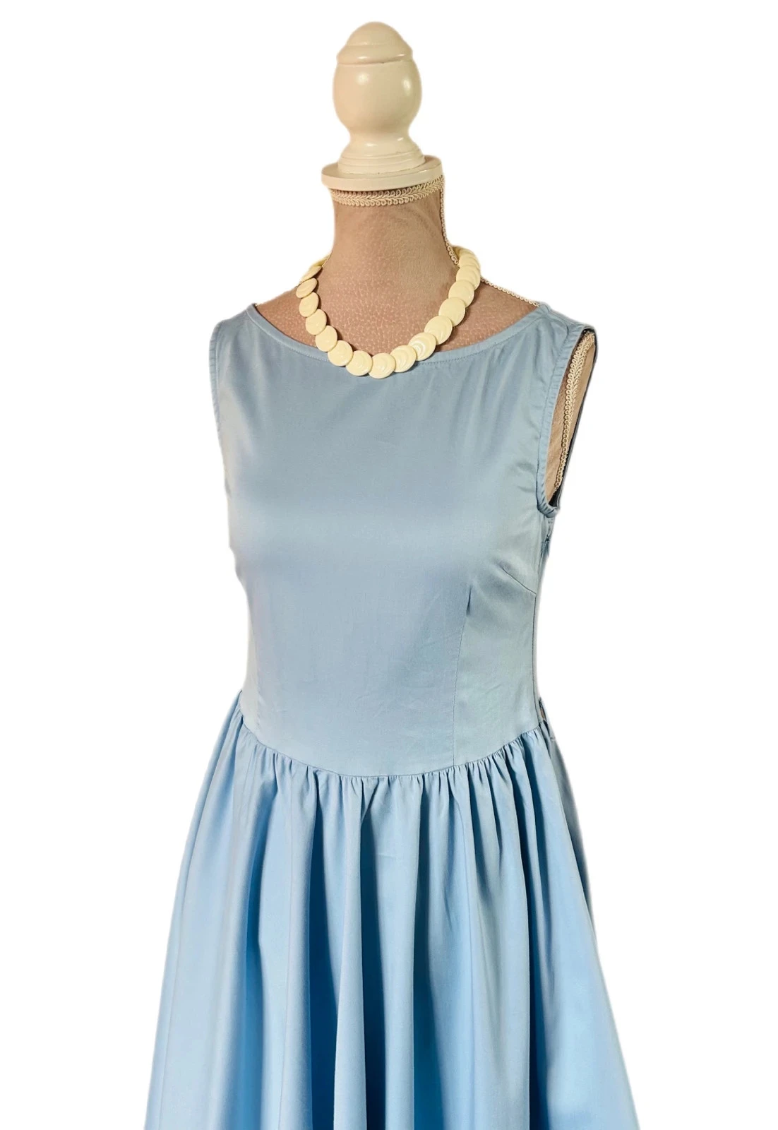 🩵👗Vestido de algodão Rockabilly Pin-Up Retrô Azul Céu Lindy Bop Vintage 50s estilo Swing Dress 34/36👗🩵 – photo 11